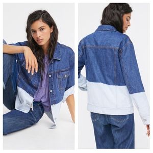 Anthropologie Evanna Dip-Dyed Denim Trucker Jacket